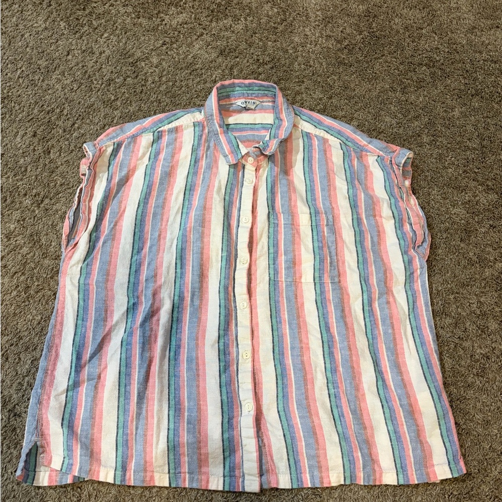 Orvis Women's Linen Blend Minimalist Short Sleeve Lightweight Top Shirt XL - Picture 7 of 9